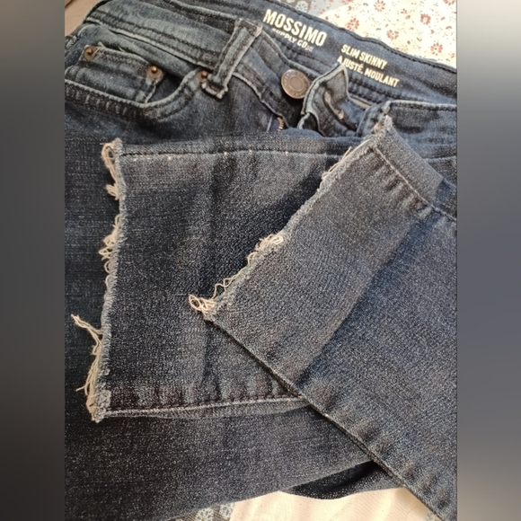 A Mossimo Supply Co. Dark Blue Slkm Skinny Raw Ankle Denim Jeans - Picture 7 of 9